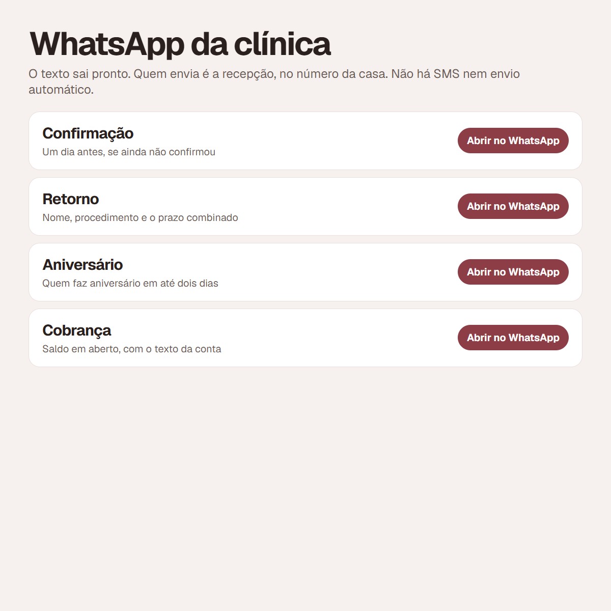Textos prontos de confirmação, retorno, aniversário e cobrança